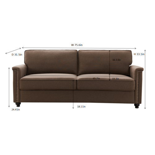 GFD Home - 8113 3P seater brown sofa - W30817871 - GreatFurnitureDeal