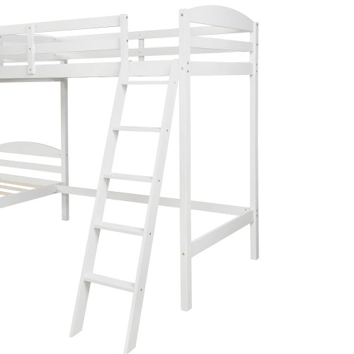 GFD Home - Twin L-Shaped Bunk Bed and Loft Bed - White - LP000023AAK