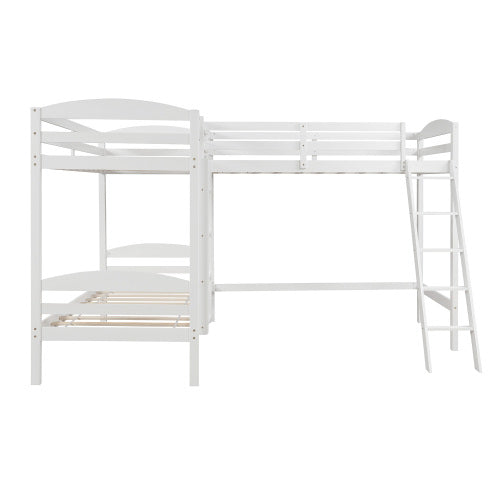 GFD Home - Twin L-Shaped Bunk Bed and Loft Bed - White - LP000023AAK - GreatFurnitureDeal