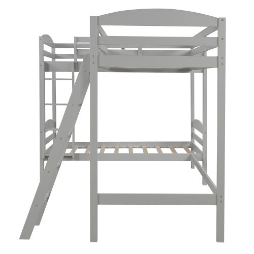 GFD Home - Twin L-Shaped Bunk Bed and Loft Bed - Gray - LP000023AAE