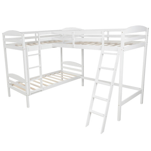GFD Home - Twin L-Shaped Bunk Bed and Loft Bed - White - LP000023AAK