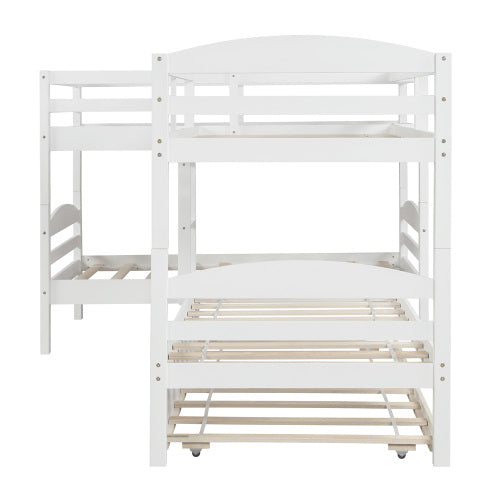 GFD Home - Twin L-Shaped Bunk bed with Trundle-White - LP000024AAK