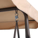 GFD Home - 3 Person Outdoor Patio Swing,Steel Frame Textlene Seats Steel Frame Swing Chair,Beige - W41918147 - GreatFurnitureDeal