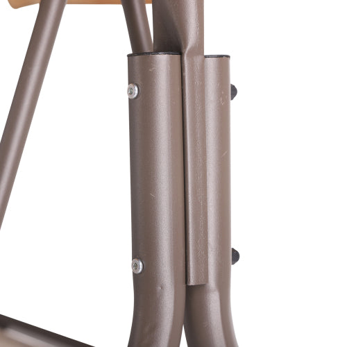 GFD Home - 3 Person Outdoor Patio Swing,Steel Frame Textlene Seats Steel Frame Swing Chair,Beige - W41918147