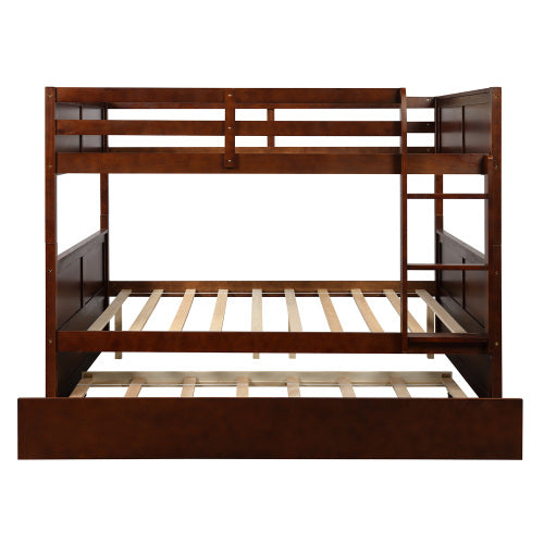 GFD Home - Full Over Full Bunk Bed with Twin Size Trundle, Walnut - LP000150AAL - GreatFurnitureDeal
