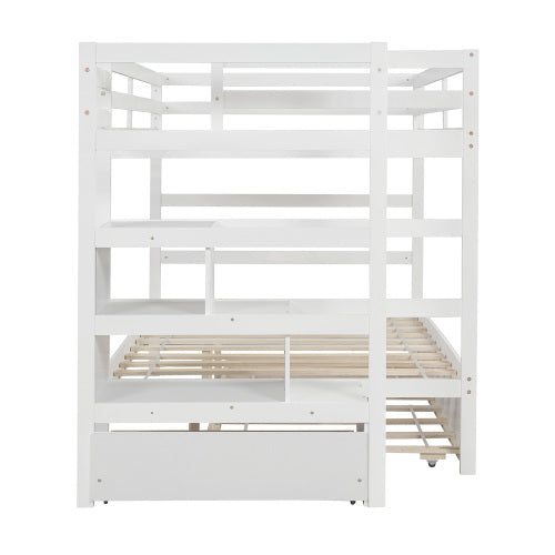 GFD Home - Full over Full Bunk Bed with Twin Size Trundle in White - LP000033AAK