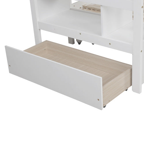GFD Home - Twin over Twin-King Bunk Bed with Twin Size Trundle in White - LP000032AAK - GreatFurnitureDeal