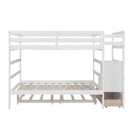 GFD Home - Full over Full Bunk Bed with Twin Size Trundle in White - LP000033AAK
