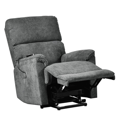 GFD Home - Power Lift Chair with Massage Function Soft Fabric Upholstery Recliner Living Room Sofa Chair with Remote in Gray - PP192721AAE