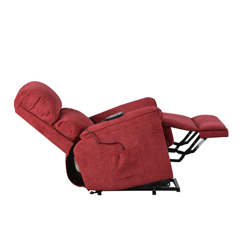 GFD Home - Power Lift Chair with Massage Function Soft Fabric Upholstery Recliner Living Room Sofa Chair with Remote in Red - PP192721AAJ