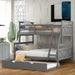 GFD Home - Twin Over Full Bunk Bed with Ladder, Twin Size Trundle, Safety Guardrail, Gray - SM000208AAE - GreatFurnitureDeal