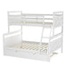 GFD Home - Twin Over Full Bunk Bed with Ladder, Twin Size Trundle, Safety Guardrail, White - SM000208AAK - GreatFurnitureDeal