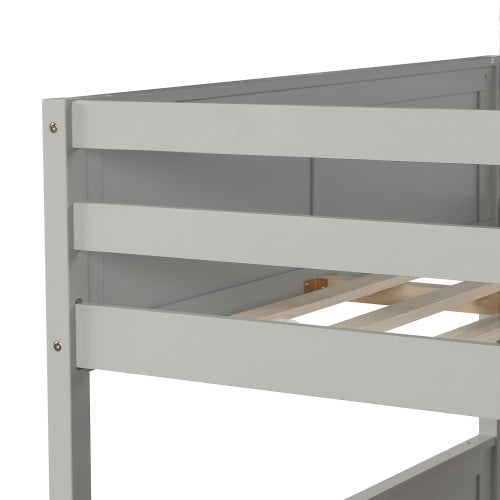 GFD Home - Full Over Full Bunk Bed with Twin Size Trundle, Gray - LP000150AAE