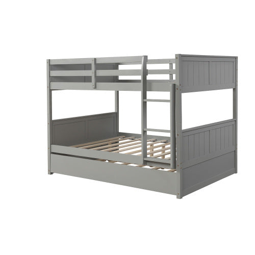 GFD Home - Full Over Full Bunk Bed with Twin Size Trundle, Gray - LP000150AAE - GreatFurnitureDeal