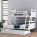 GFD Home - Twin Over Full Bunk Bed with Ladder, Twin Size Trundle, Safety Guardrail, White - SM000208AAK - GreatFurnitureDeal