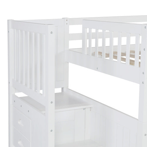 GFD Home - Full Over Full Bunk Bed with Twin Size Trundle in White - LP000026AAK - GreatFurnitureDeal