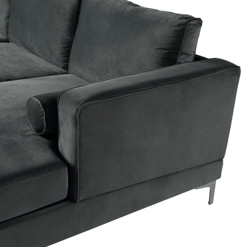 GFD Home - Sectional Sofa with Two Pillows, U-Shape Upholstered Couch in Gray - SG000192AAE