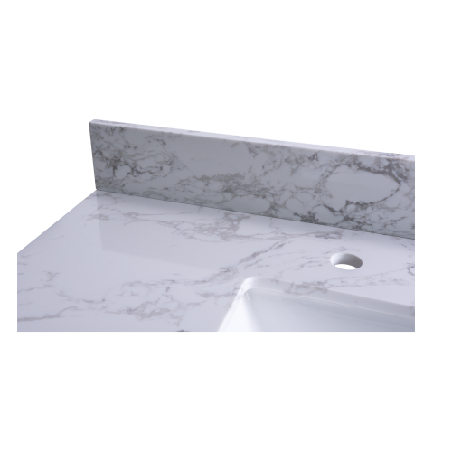GFD Home - 49‘’x22" bathroom stone vanity top engineered stone carrara white marble color with rectangle undermount ceramic sink - W50921983