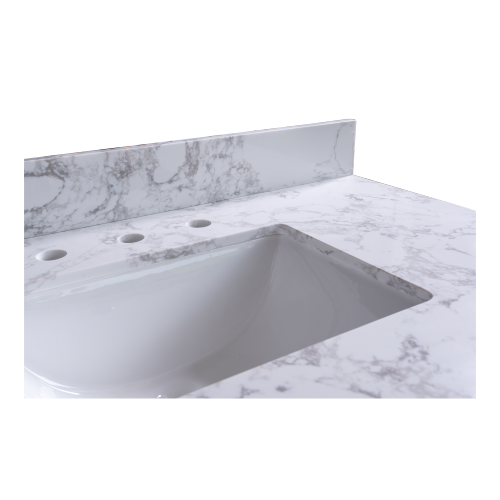 GFD Home - 49‘’x22" bathroom stone vanity top engineered stone carrara white marble color with rectangle undermount ceramic sink - W50921983 - GreatFurnitureDeal