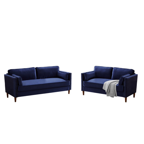 GFD Home - 2 Pieces Living Room Set in Blue - W308S00005