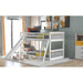 GFD Home - Twin Over Twin Bunk Bed with Slide and Ladder, White - SM000213AAK - GreatFurnitureDeal