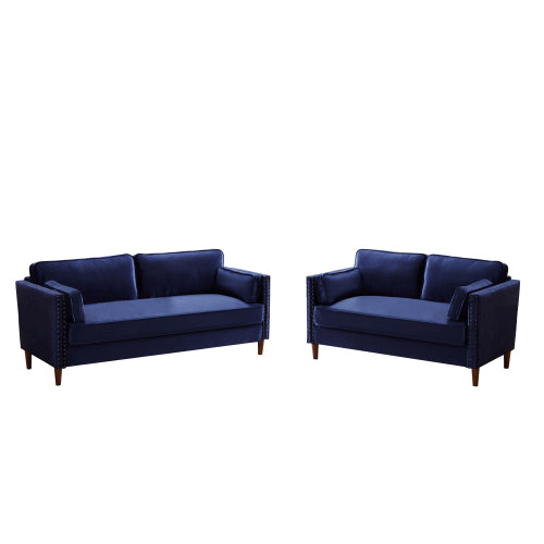 GFD Home - 2 Pieces Living Room Set in Blue - W308S00005 - GreatFurnitureDeal