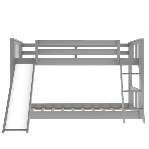 GFD Home - Twin Over Twin Bunk Bed with Slide and Ladder, Gray - SM000213AAE