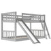 GFD Home - Twin Over Twin Bunk Bed with Slide and Ladder, Gray - SM000213AAE - GreatFurnitureDeal