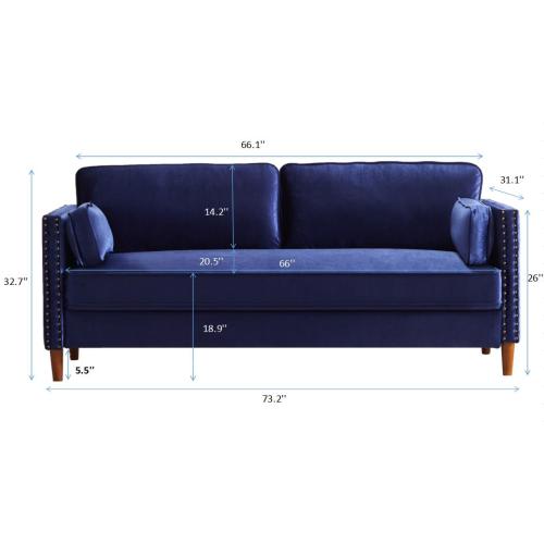 GFD Home - 2 Pieces Living Room Set in Blue - W308S00005 - GreatFurnitureDeal