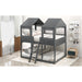 GFD Home - Full Over Full Wood Bunk Bed with Roof, Window, Guardrail, Ladder in Gray - LP000031AAN - GreatFurnitureDeal