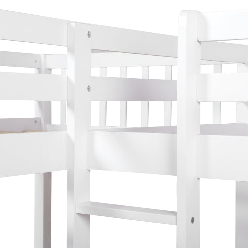 GFD Home - Twin L-Shaped Bunk bed with Drawers-White - LP000038AAK