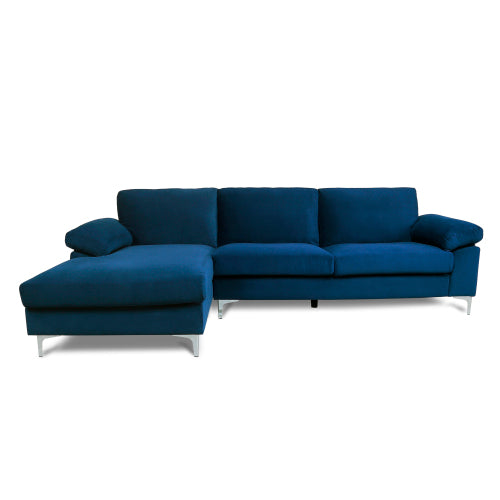 GFD Home - Sectional Sofa Navy Blue Velvet Left Hand Facing - W223S00027 - GreatFurnitureDeal