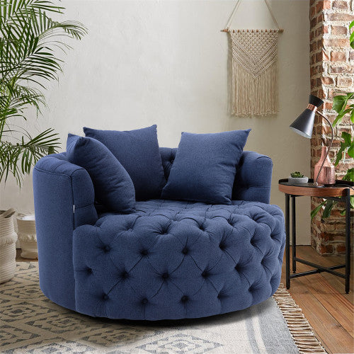 GFD Home - Modern  Akili swivel accent chair barrel chair  for hotel living room - Modern  leisure chair Navy - W39527141 - GreatFurnitureDeal