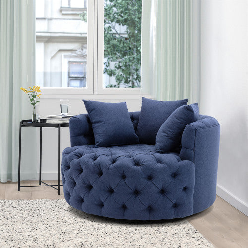 GFD Home - Modern  Akili swivel accent chair barrel chair  for hotel living room - Modern  leisure chair Navy - W39527141