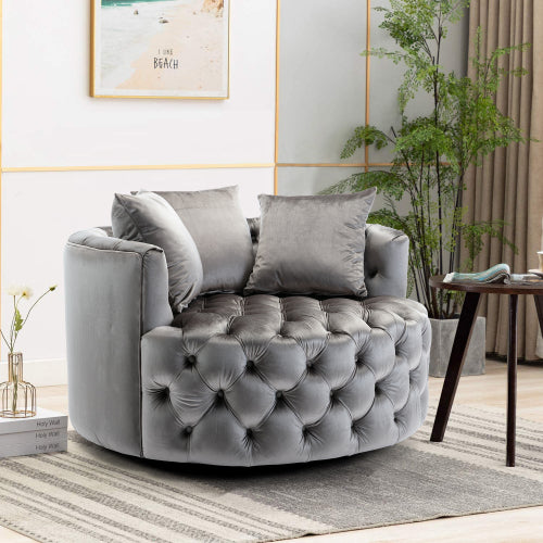 GFD Home - Modern Akili swivel accent chair barrel chair for hotel living room - Modern leisure chair Silver - D21917008
