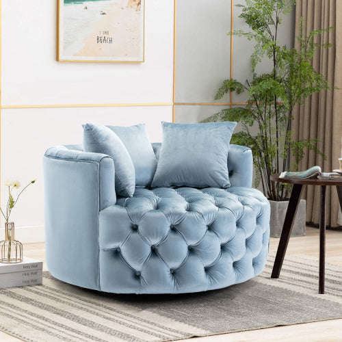 GFD Home - Modern Akili swivel accent chair barrel chair for hotel living room - Modern leisure chair Light Blue - D21917010