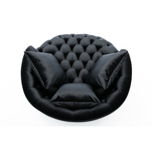 GFD Home - Modern Akili swivel accent chair barrel chair for hotel living room - Modern leisure chair Black - D21917005