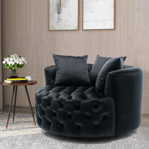 GFD Home - Modern Akili swivel accent chair barrel chair for hotel living room - Modern leisure chair Black - D21917005 - GreatFurnitureDeal