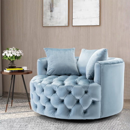 GFD Home - Modern Akili swivel accent chair barrel chair for hotel living room - Modern leisure chair Light Blue - D21917010