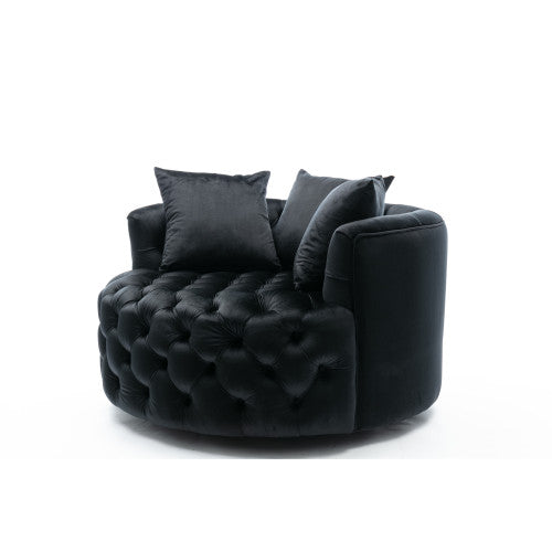 GFD Home - Modern Akili swivel accent chair barrel chair for hotel living room - Modern leisure chair Black - D21917005 - GreatFurnitureDeal