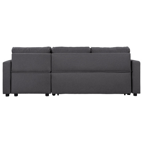 GFD Home - Upholstery Sleeper Sectional Sofa Grey with Storage Space, 2 Tossing Cushions - WY000159EAA