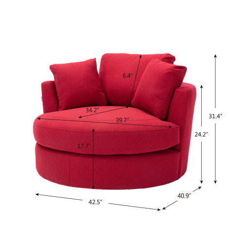 GFD Home - Modern  Akili swivel accent chair  barrel chair  for hotel living room Modern  leisure chair in Red - W39532504 - GreatFurnitureDeal