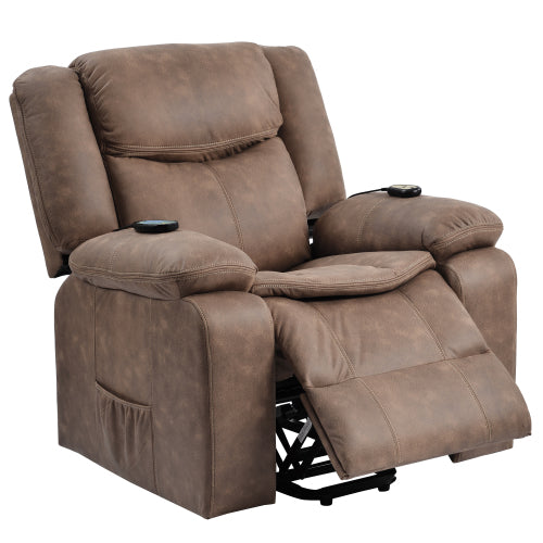 GFD Home - Power Lift Chair for Elderly with Adjustable Massage Function, Recliner Chair in Brown - WF197819AAD