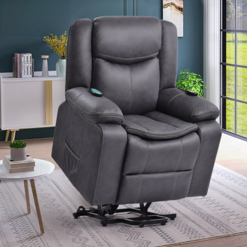 GFD Home - Power Lift Chair for Elderly with Adjustable Massage Function, Recliner Chair in Gray - WF197819AAE - GreatFurnitureDeal