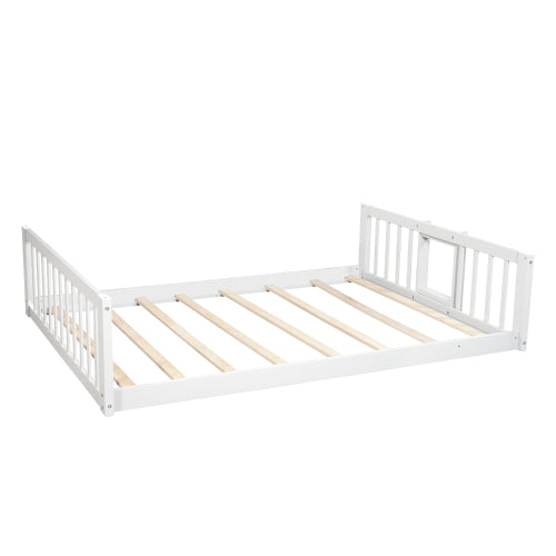 GFD Home - Full-Over-Full-Over-Full Triple Bed with Built-in Ladder and Slide , Triple Bunk Bed with Guardrails, White - LP000052AAK - GreatFurnitureDeal