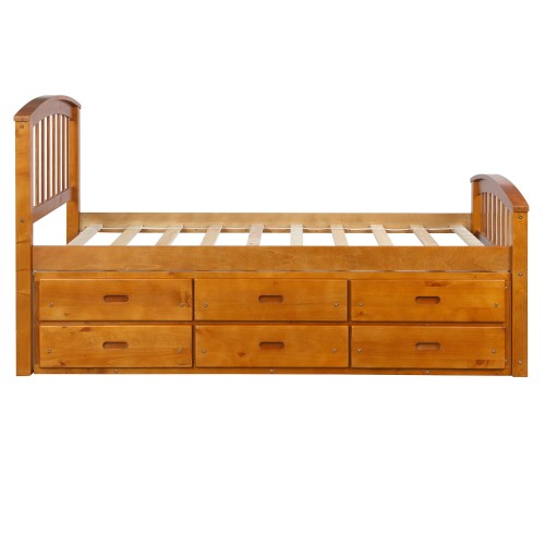 GFD Home - Twin Size Platform Storage Bed Solid Wood Bed with 6 Drawers - SG000116AAL - GreatFurnitureDeal