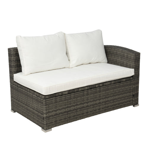 GFD Home - 4 Piece Outdoor Cushioned PE Rattan Wicker Sectional Sofa Set Garden Patio Furniture Set in Beige - SH000053AAK