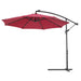 GFD Home - 10 FT Solar LED Patio Outdoor Umbrella Hanging Cantilever Umbrella Offset Umbrella Easy Open Adustment with 24 LED Lights - Burgundy - W41917532 - GreatFurnitureDeal