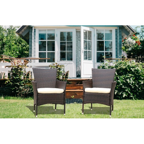 GFD Home - 2pcs Patio Rattan Armchair Seat with Removable Cushions - W26131518 - GreatFurnitureDeal
