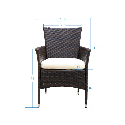 GFD Home - 2pcs Patio Rattan Armchair Seat with Removable Cushions - W26131518